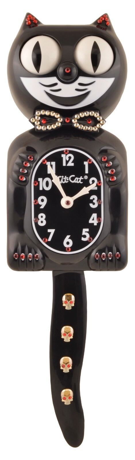Limited Edition Gold/Red Skull Tail/Bow Kit-Cat Klock Swarovski Jeweled ... - $159.95