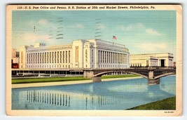 Post Office 30th Street RR Station Philadelphia Pennsylvania Linen Postc... - £7.37 GBP