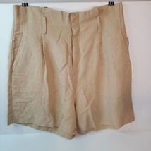 A New Day™ Women&#39;s Sz 4 High-Rise Linen Rayon Paperbag Shorts Tan MISSING BELT  - £14.90 GBP