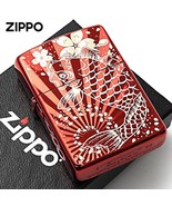 Carp Fish Cherry Blossom Radiation Red Armor Case Japan Zippo Oil Lighte... - $1,472.96 MXN