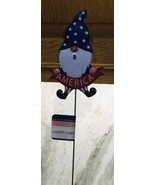 Indoor Outdoor Metal Garden Yard Stake Happy Gnome w/ Blue Hat Sign 21&quot; - $279.97 MXN