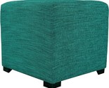 Upholstered Cubed/Square Lucky Series Ottoman, 17&quot; X 19&quot; X 19&quot;, Turquoise - $201.99
