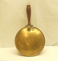 Vintage Brass Silent Butler Crumb Catcher w Coat of Arms &amp; Wooden Handle... - £19.45 GBP