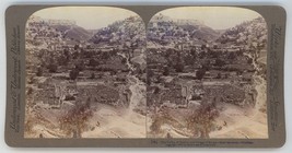 c1900&#39;s Real Photo Stereoview Underwood Valley of Kedron &amp; Village in Palestine - £7.46 GBP