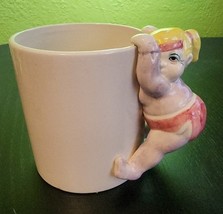 Vintage 1990s Fitz &amp; Floyd Omnibus Japan Chubby Mug Girl Woman Pink - $26.85