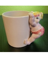 Vintage 1990s Fitz &amp; Floyd Omnibus Japan Chubby Mug Girl Woman Pink - $36.79 CAD