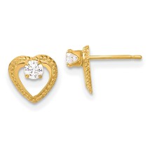 14K Gold Madi K Heart With CZ Post Earrings Jewerly - £48.75 GBP