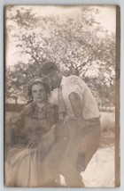 RPPC Sweet Young Couple Lady Man c1910 Real Photo Postcard S28 - £4.68 GBP