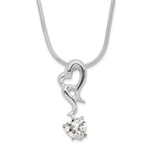 Sterling Silver Cubic Zirconia Heart Pendant Necklace - $727.34 MXN