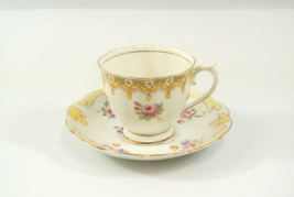 Royal Albert Torquay Teacup &amp; Saucer Drapery Pattern Roses Bone China En... - £19.32 GBP