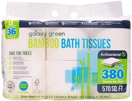 Galaxy Green Bamboo Bath Tissue Paper, 380 sheet 2 ply, 12 Count - $47.90 CAD