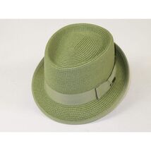 Men's Broner Summer Hat Woven Straw Style Porkpie STAND UP 88-8600 Olive image 2
