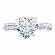 2.15Ct Imitación Diamante Corazón Compromiso Anillo Solitario Blanco Oro Plata - £175.85 GBP