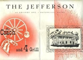 The Jefferson Coach &amp; 4 Grill Placemat College Avenue in Waterville Maine  - £9.31 GBP