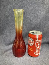 Vintage Jeanette Red And Yellow Amberina 8.75&quot; Glass Bud Vase - £7.59 GBP