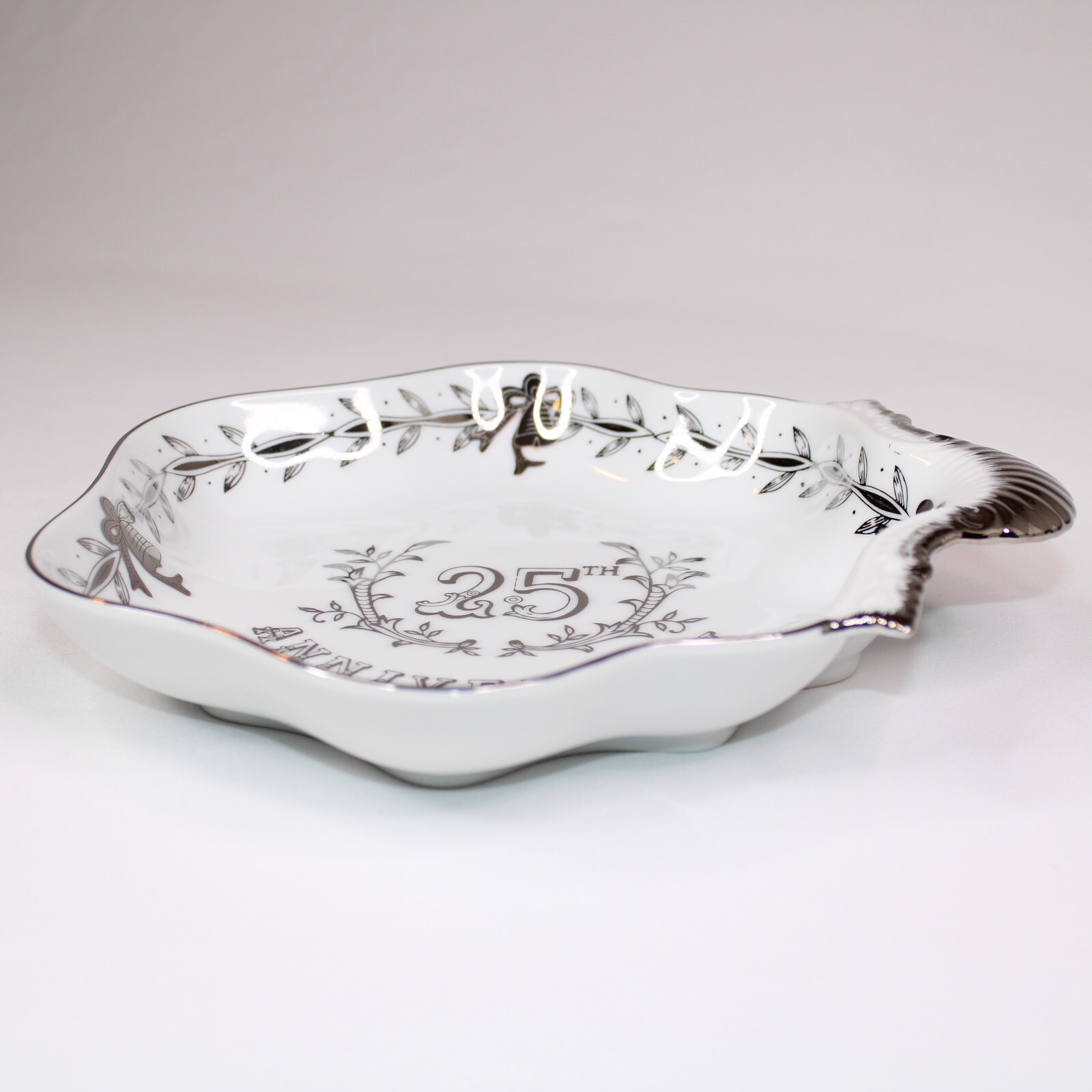 Lefton Leffon China Hand Painted 25th Anniversary Dish Japan 7726 White ... - $9.74