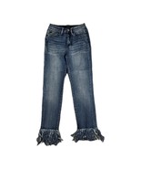 Judy Blue Jeans Womens Size 3/26 Relaxed Fit Cropped Fringe Blue Denim P... - $910.98 MXN