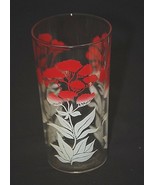 Old Vintage 1960&#39;s Swanky Swig Red &amp; White Floral Juice Glass Tumbler 4-... - £7.77 GBP