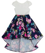Rare Editions Little Kid Girls Lace Floral High Low Dress Size 5 Color Navy - £71.22 GBP