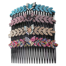 Butterfly Leaf Rhinestone Hair Comb Side Barrette Elegant Sparkling Acce... - $10.85