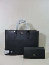 NWT Tory Burch Black Saffiano Leather Large Robinson Multi Tote + Wallet $820 - £556.66 GBP