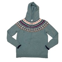 Tabitha Webb Knit Pullover Hoodie Hooded Sweater Wool Blend Fair Isle Si... - $46.44