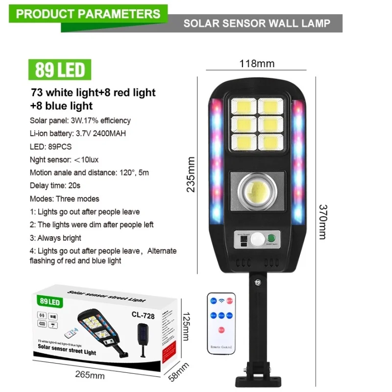 1200W Solar Street Lights Outdoor Solar Lamp With 4 Mode Motion Sensor Security  - £152.99 GBP