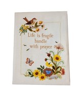 80s Religious Embroidered Saying Quote Bird Flowers Wall Hanging 12x16 S... - $33.68