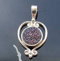 SAJEN 925 STERLING SILVER DRUZY HEART PENDANT - $680.47 MXN