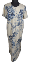 Vintage Premier Intl Floral Linen Blend Woven Short Sleeve Maxi Dress Pl... - $24.99