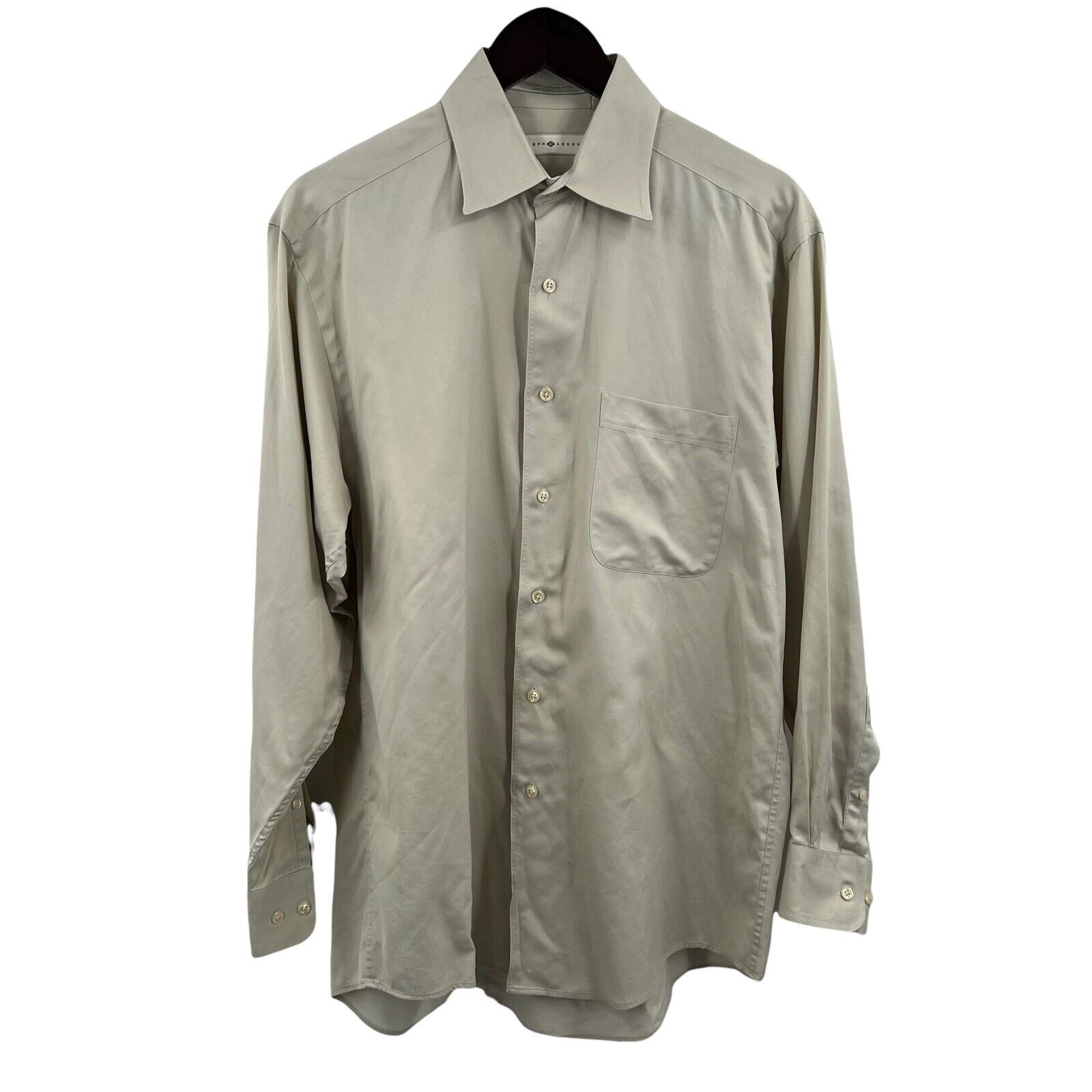 Primary image for Joseph Abboud Beige Combed Cotton Long Sleeve Button Down Shirt 15 1/2