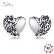 KALETINE Feather Angel Wings Earrings Sets Love 925 Silver Stud Earrings For Men - £14.20 GBP
