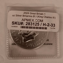 2024 Great Britain 1Oz. Silver Britannia BU King Charles III  - $74.99
