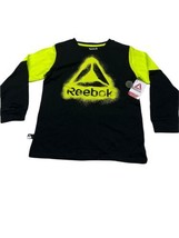 Reebok Graphic Tee Youth Boys Black Yellow Long Sleeve T Shirt Crew Neck L 10-12 - £15.99 GBP