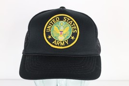 Vintage 90s Spell Out United States Army Roped Trucker Hat Cap Black Sna... - $29.65