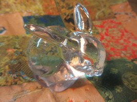 Clear Glass Rabbit Figurine, Glass Bunny, Glass Paperweight Bunny  - $25.00