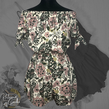 Hint of Blush Womens Floral Print Off the Shoulder Short Sleeve Romper Size S - £15.71 GBP