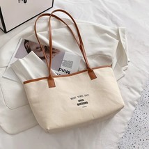 2023 Summer Retro Simple work Handbags Strap Drawstring Casual Cotton Canvas Bag - £123.61 GBP