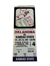 1997 Oklahoma Sooners Kansas State Wildcats Ticket Stub OU Norman KSU Bishop - £9.50 GBP