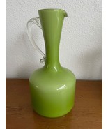 Murano Mid Century Modern Empoli Glass Hand Blown Pitcher Vase Light Green - £77.84 GBP