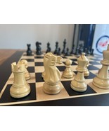 LARGE 3.9&quot; King Ebony and White Finish Staunton Chess Set 21&quot; Ebony Colo... - £216.72 GBP