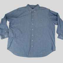 Ralph Lauren Shirt Men 4XB Blue Chambray Little Pony Long Sleeve Button Up - £29.86 GBP