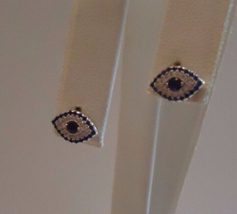 1.5CT Lab Created Sapphire &amp; Cz Diamond Set Evil Eye Stud Earring in 925 Silver - £61.21 GBP