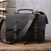 PNDME business vintage genuine leather men&#39;s multifunctional briefcase handbag n - £152.82 GBP