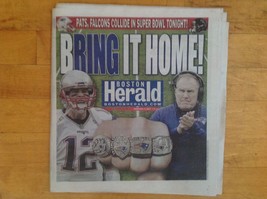 &quot;Bring It Home!&quot;  Boston Herald Newspaper Patriots Superbowl  5 Rings 2-... - $16.82
