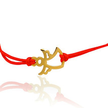 Kabbalah Red String Bracelet 14k Solid Gold Angel Charm Luck Protection - £77.77 GBP