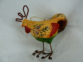 Rooster Primitive Folk art Decor 4.5&quot; Reson and twisted wire - $7.91