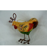 Rooster Primitive Folk art Decor 4.5&quot; Reson and twisted wire - $10.84 CAD