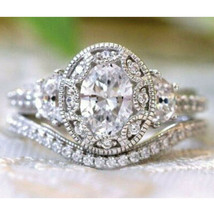 4.10ct Oval Künstlicher Diamant Verlobung Hochzeit Braut Ring Sterlingsilber - £158.82 GBP