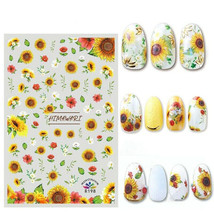 Nail Art 3D Extra-Thin Nail Stickers Yellow Sunflower Daisy Flowers R198 - £2.66 GBP